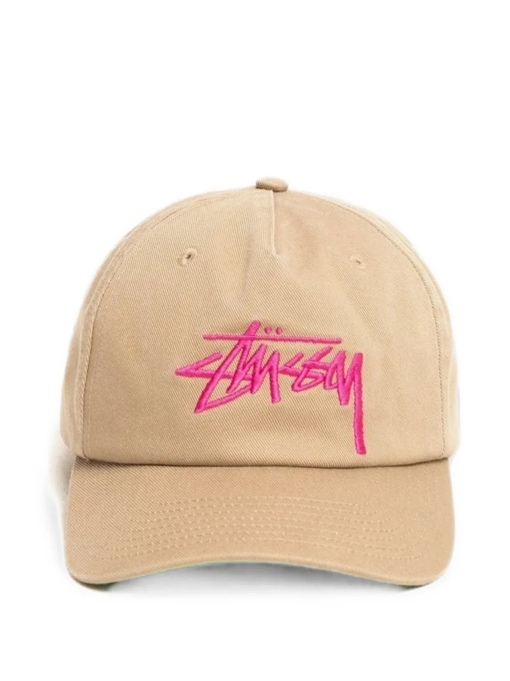 Stussy Mid-depth Big Stock Logo-embroidered Cap In Neutral