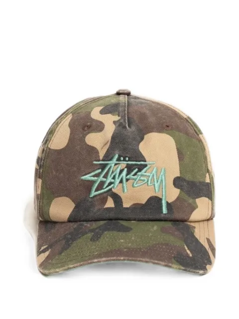 Stüssy Mid-Depth Big Stock logo-embroidered camouflage-print cap