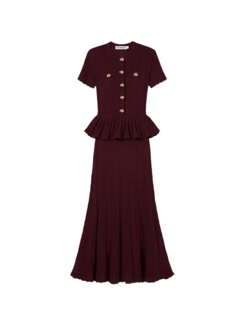Self-Portrait peplum pointelle-knit midi dress