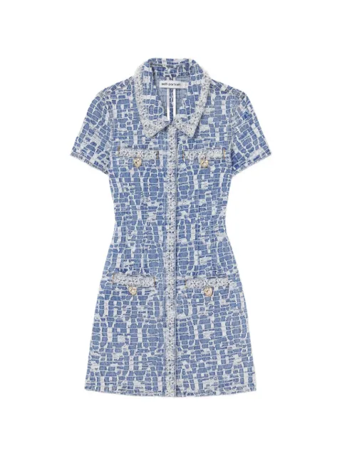 Self-Portrait sequin-embellished collared mini dress