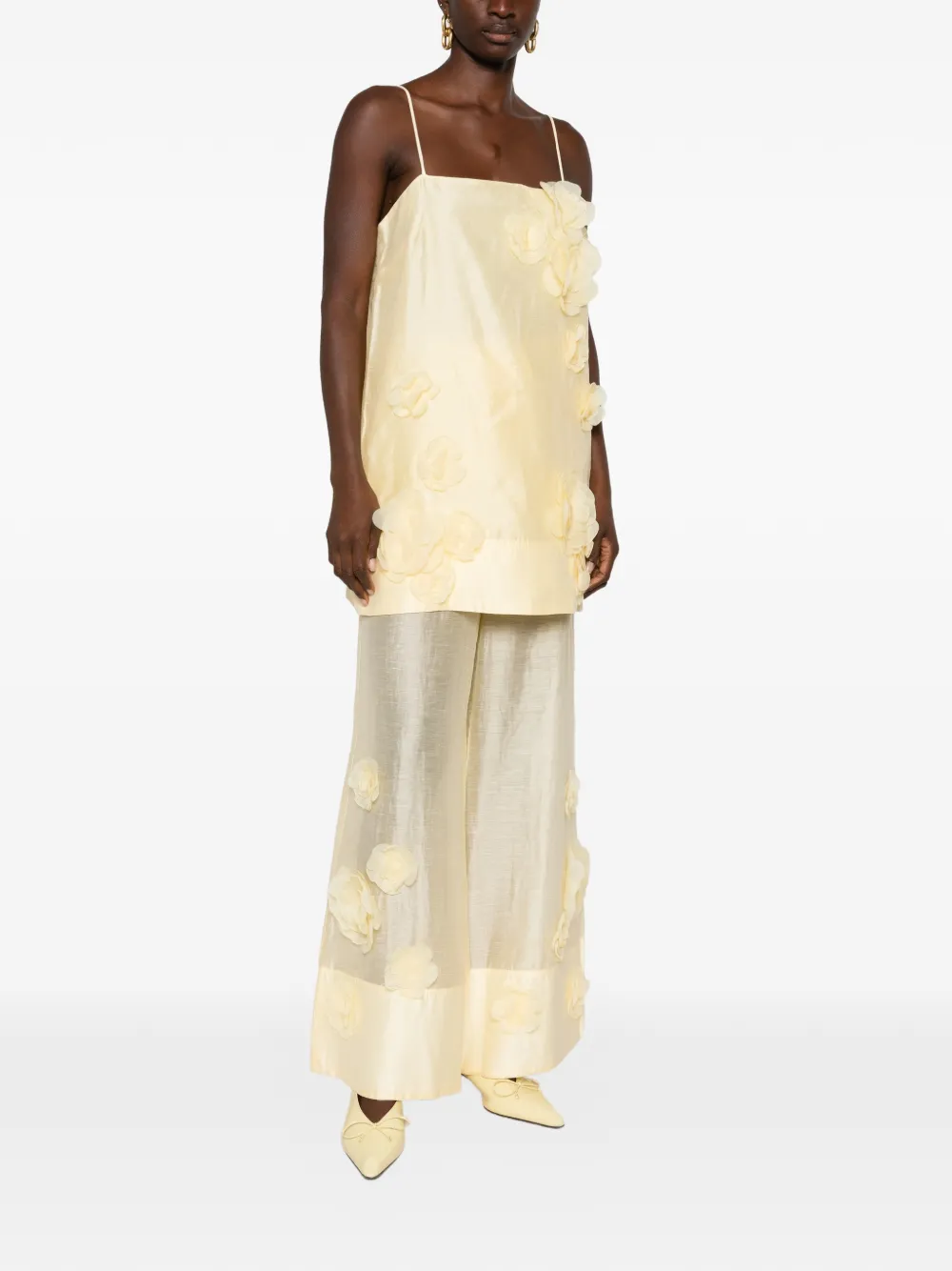 Aje Cloudscape blouse met bloemen-applicatie Beige