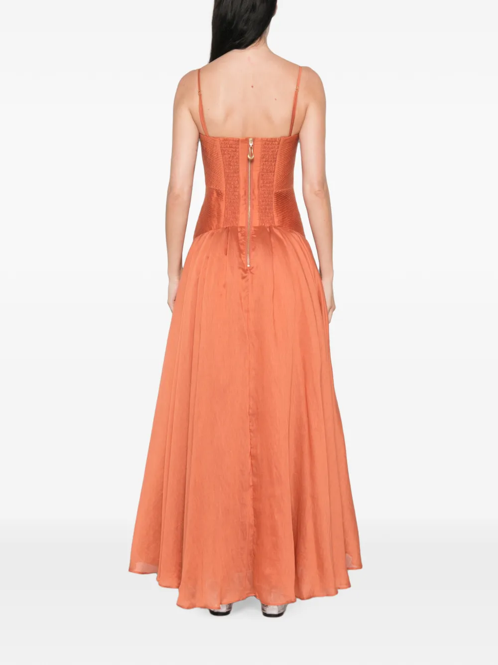 Aje Contour avondjurk met plooien Oranje