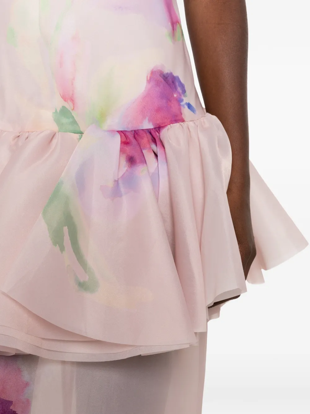 Aje Arlina ruffled floral-print gown Roze