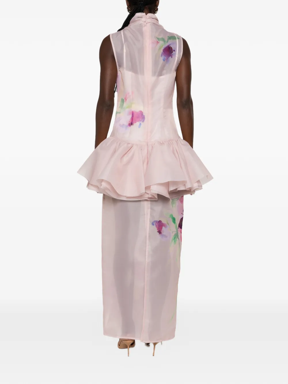 Aje Arlina ruffled floral-print gown Roze