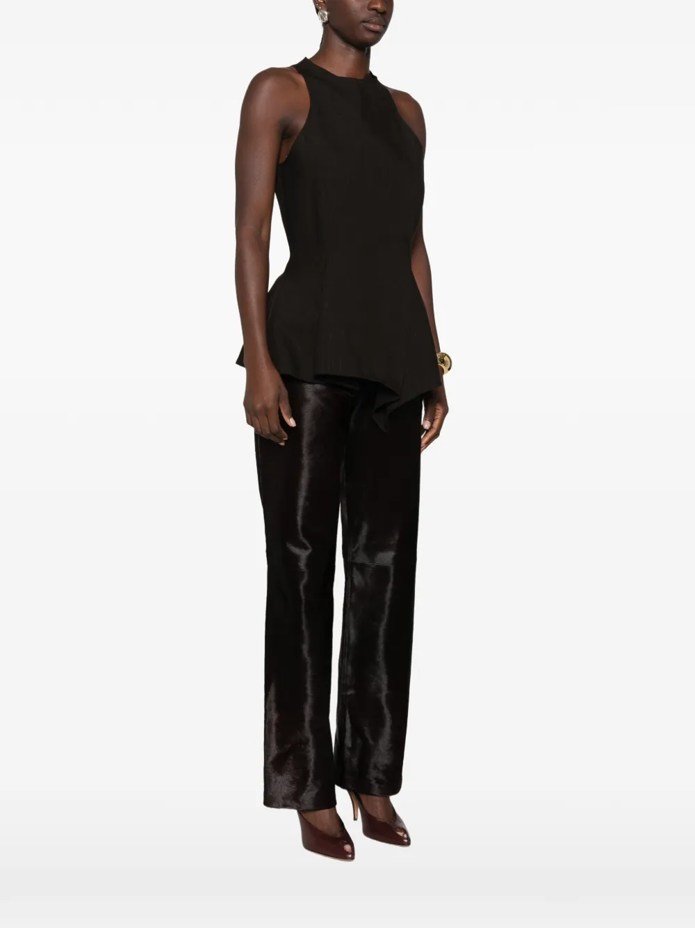 Magda Butrym Asymmetrische peplum blouse Bruin