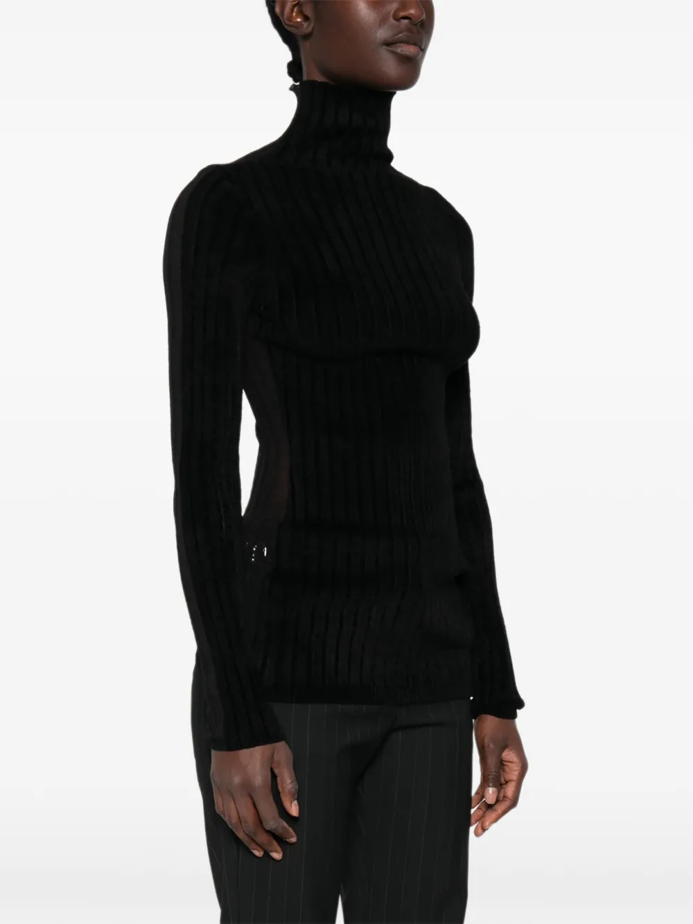 Sportmax Ribgebreide coltrui Zwart