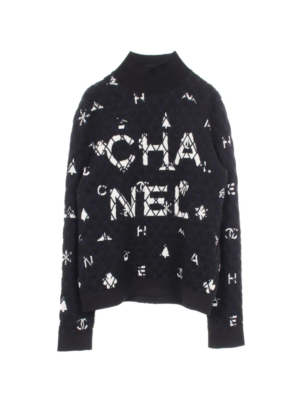 CHANEL Pre-Owned 1986-1988 high-neck logo sweater - Nero