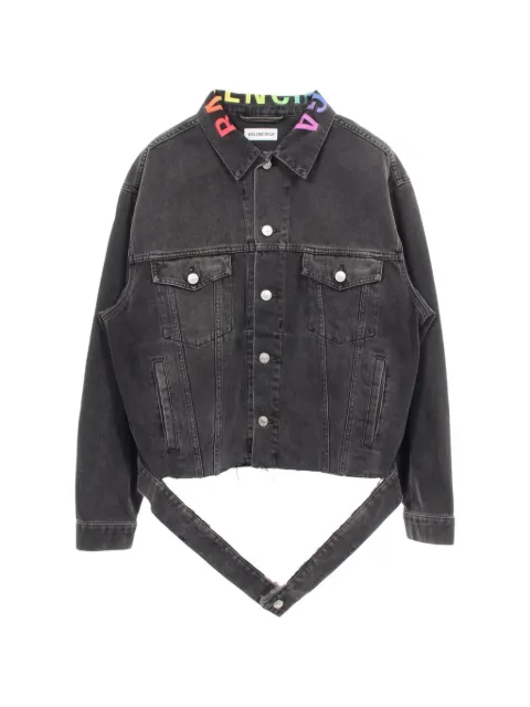 Balenciaga Pre-Owned 2010s Rainbow-logo denim jacket
