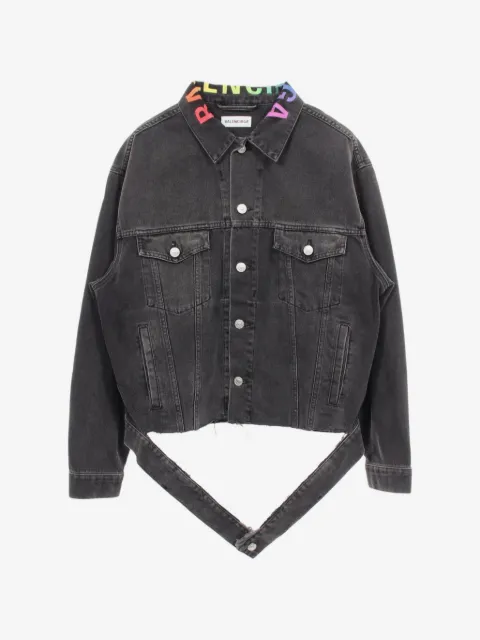 Balenciaga Pre-Owned 2010s Rainbow-logo denim jacket