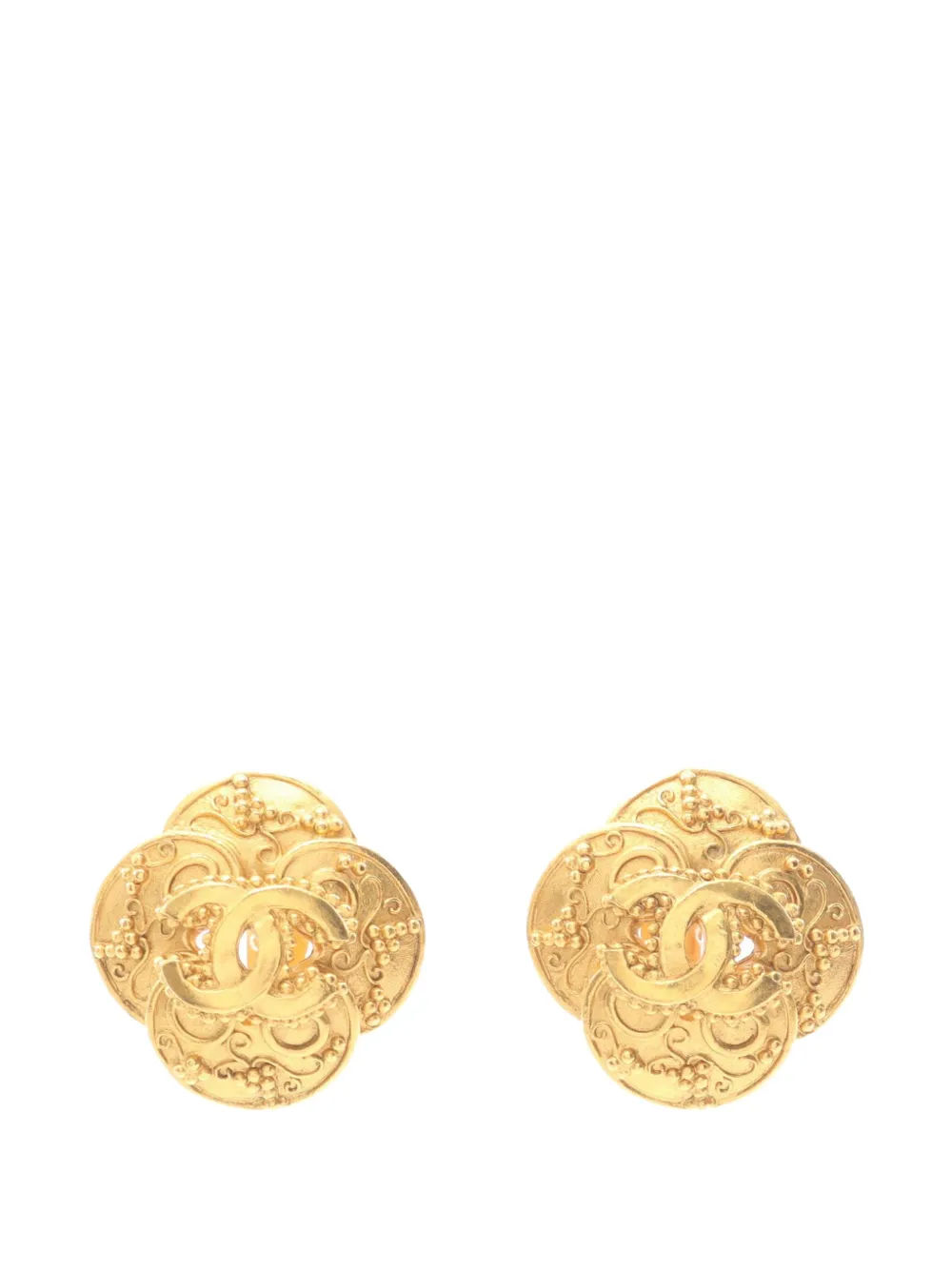 CHANEL Pre-Owned 1986-1988 Coco Mark flower earrings - Oro