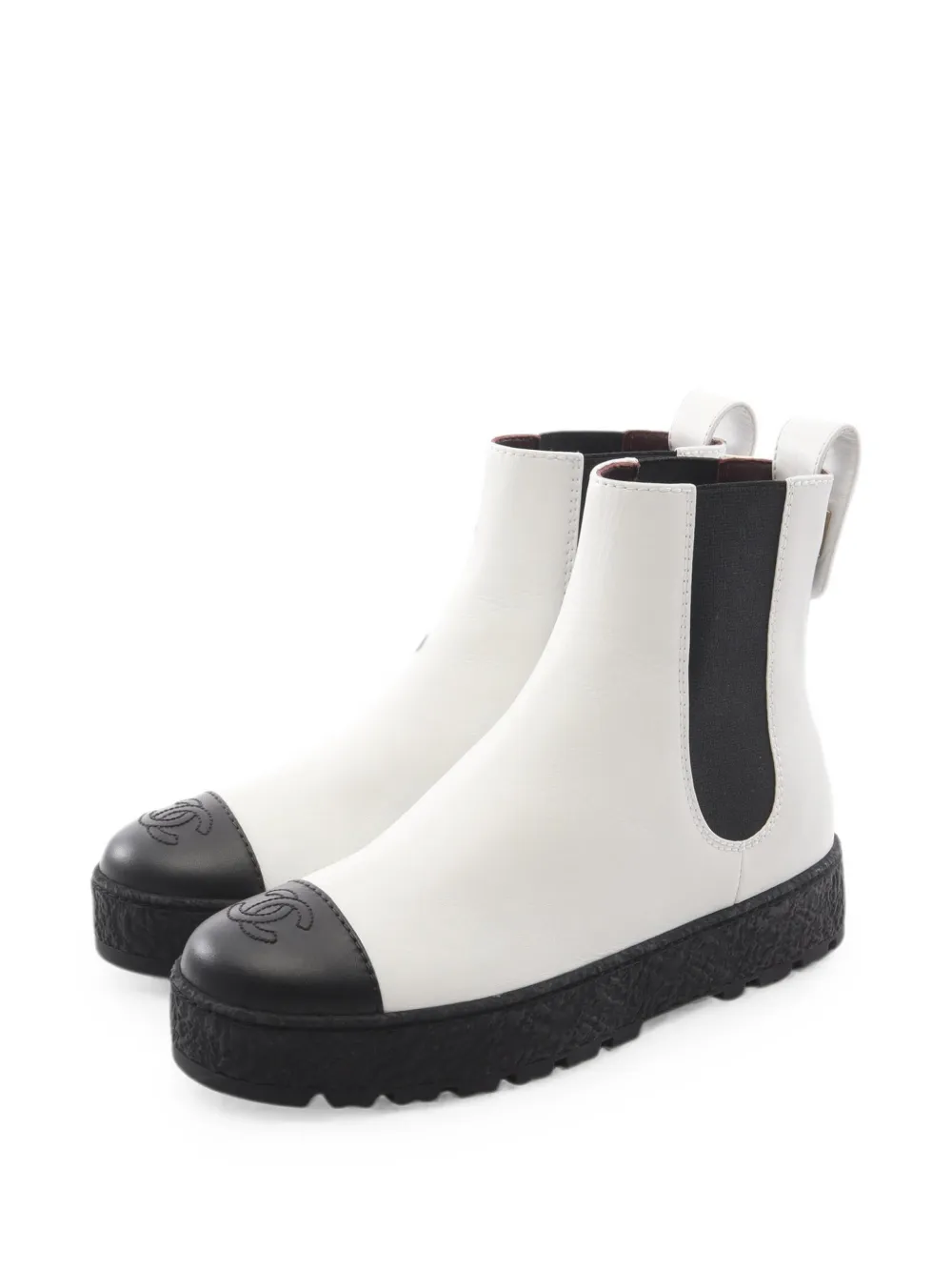 CHANEL Pre-Owned 1986-1988 Coco Mark leather ankle boots - Weiß