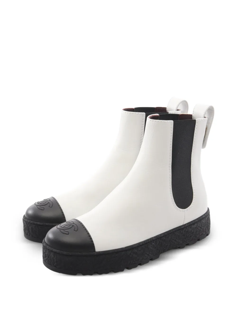 CHANEL Pre-Owned 1986-1988 Coco Mark leather ankle boots - White