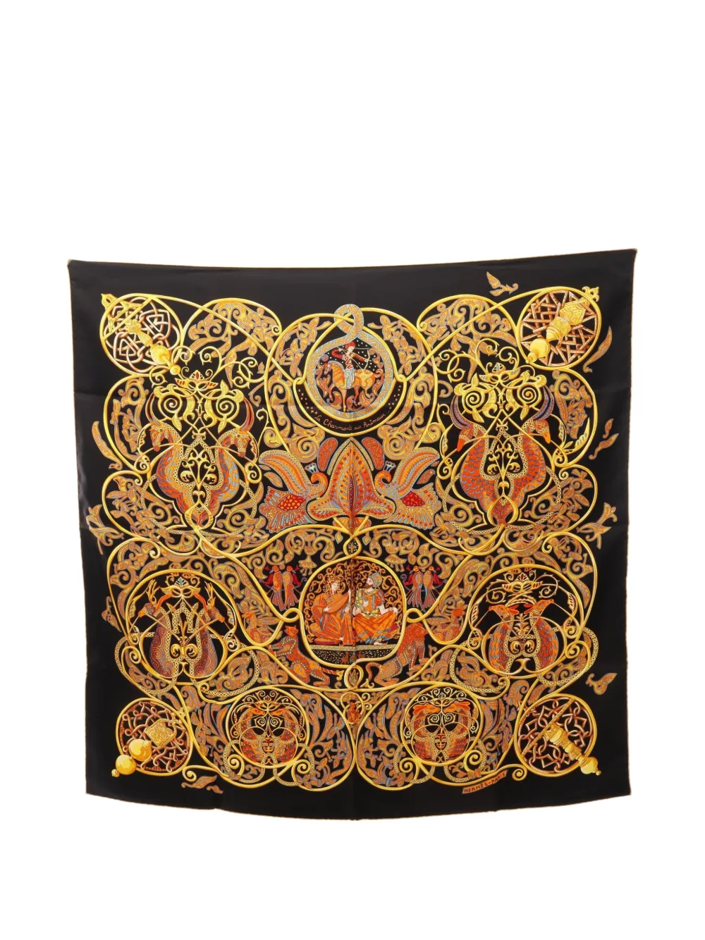 Hermès Pre-Owned 2020s La Charmante Aux Animaux scarf - Nero