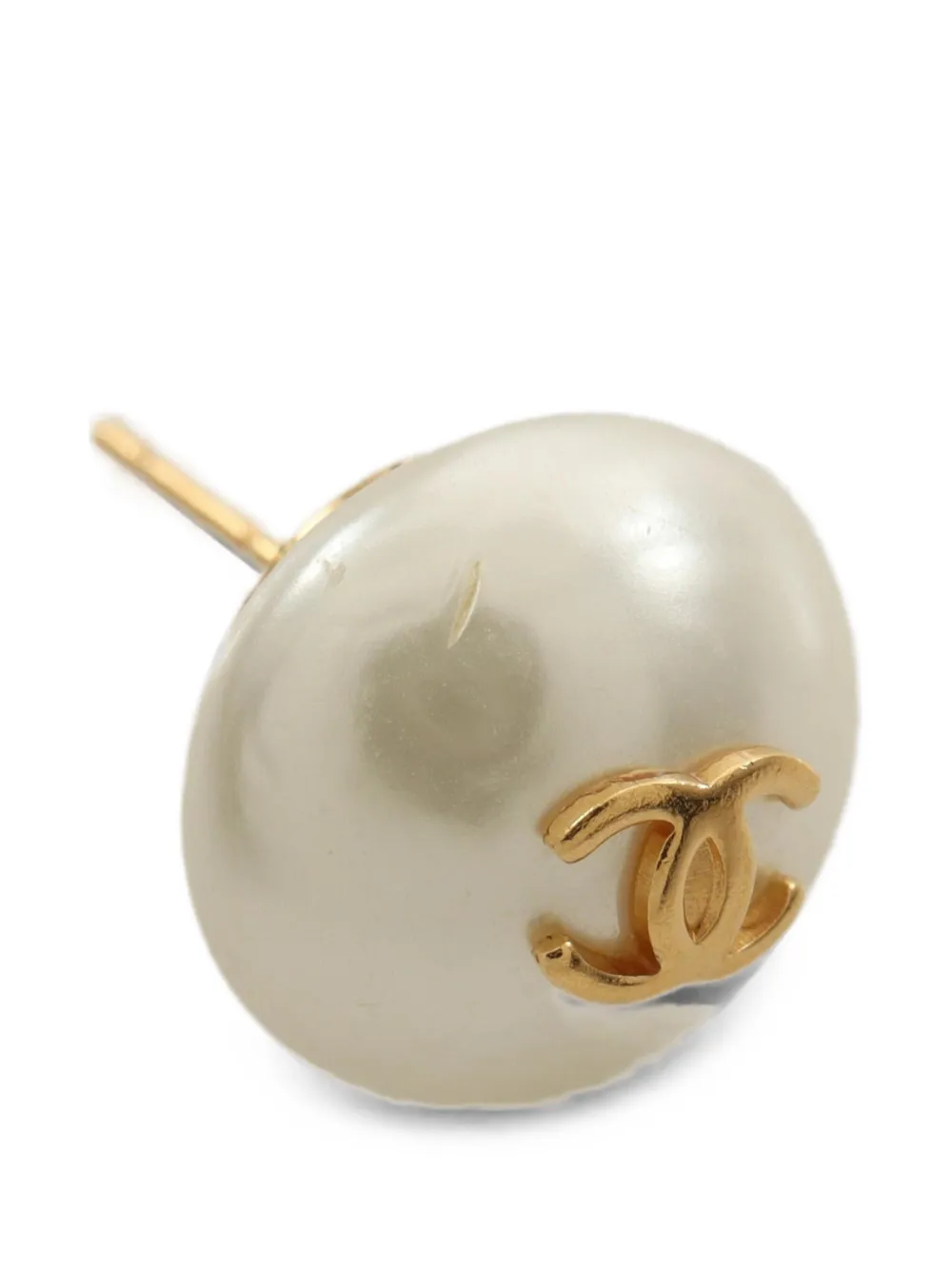 CHANEL Pre-Owned coco mark earrings GP Fake pearl gold off white 98P - Oro