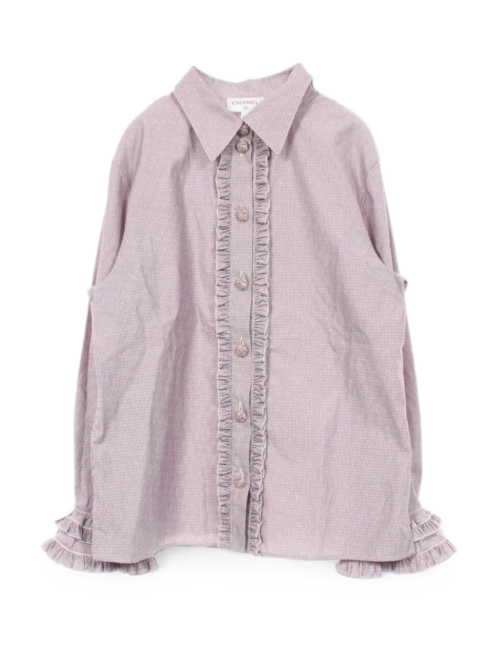 CHANEL Pre-Owned 1986-1988 striped frill shirt - Purple