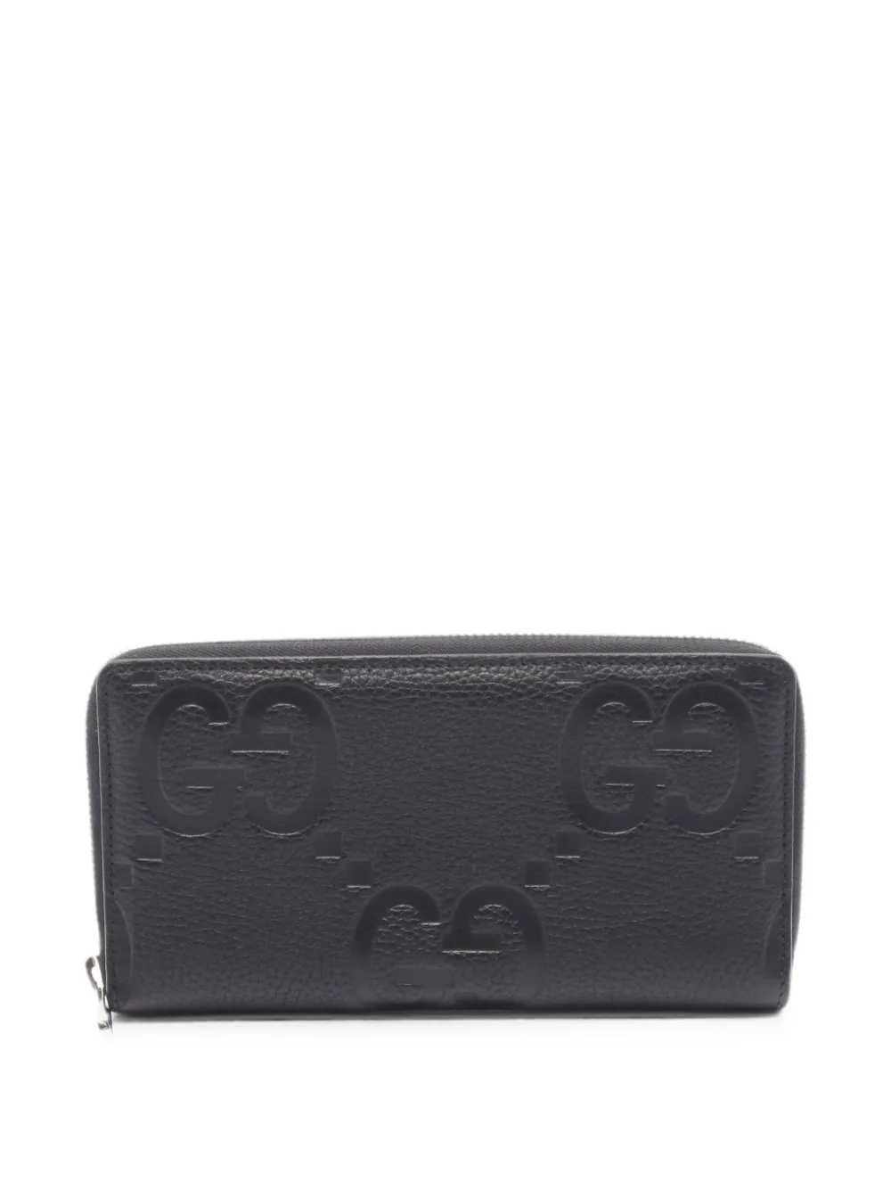 Pre-owned Gucci 2010s Jumbo Gg Round Zipper Long Wallet In Black