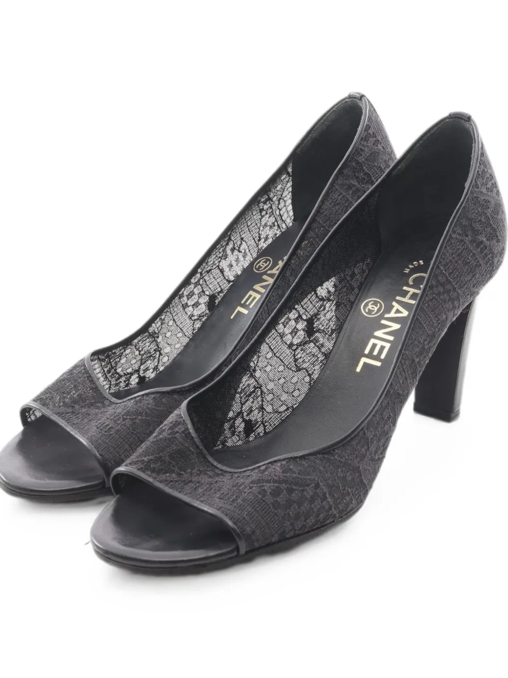 CHANEL Pre-Owned 1986-1988 lace pearl-embellished pumps - Black