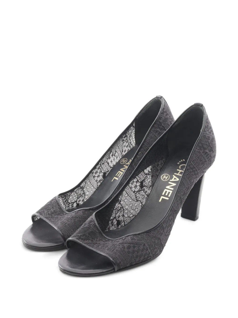 CHANEL Pre-Owned 1986-1988 lace pearl-embellished pumps - Nero