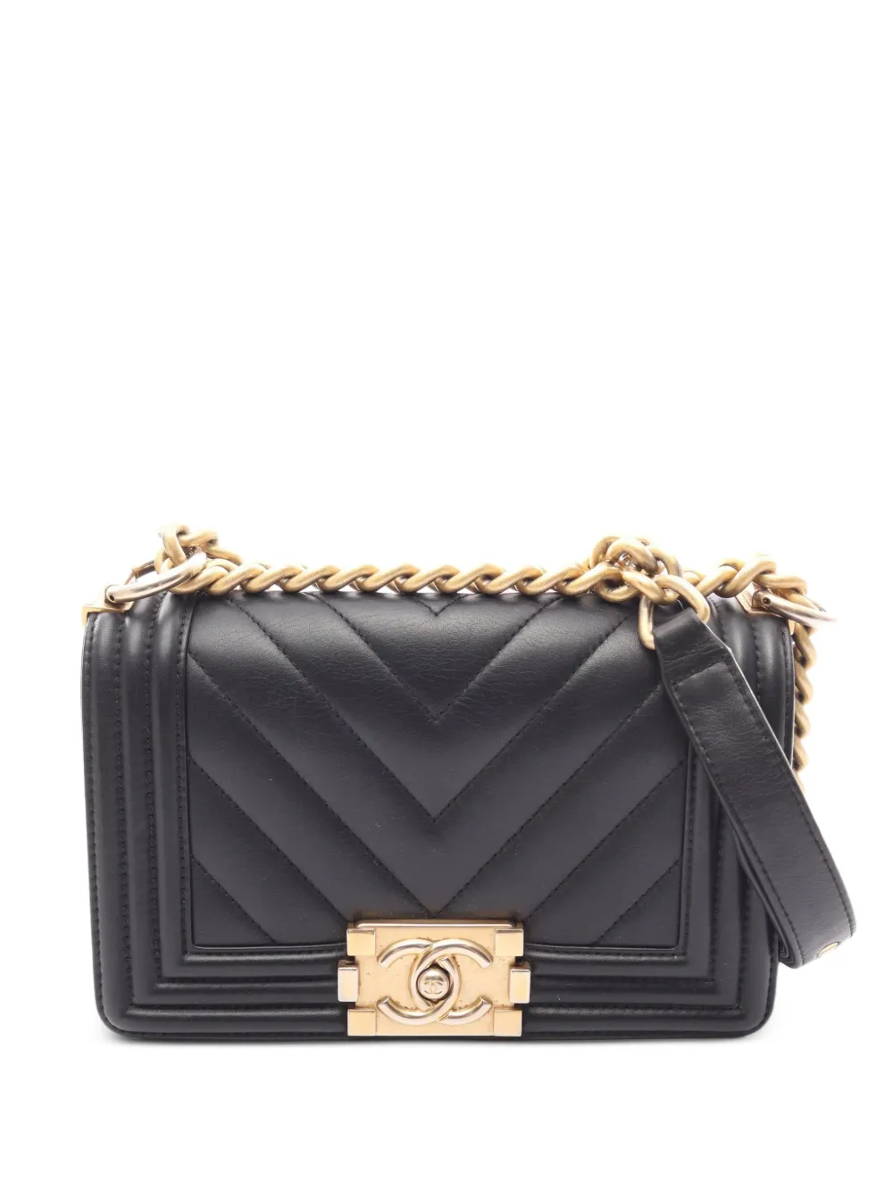 CHANEL Pre-Owned 2017-2018 Boy chevron shoulder bag - Nero