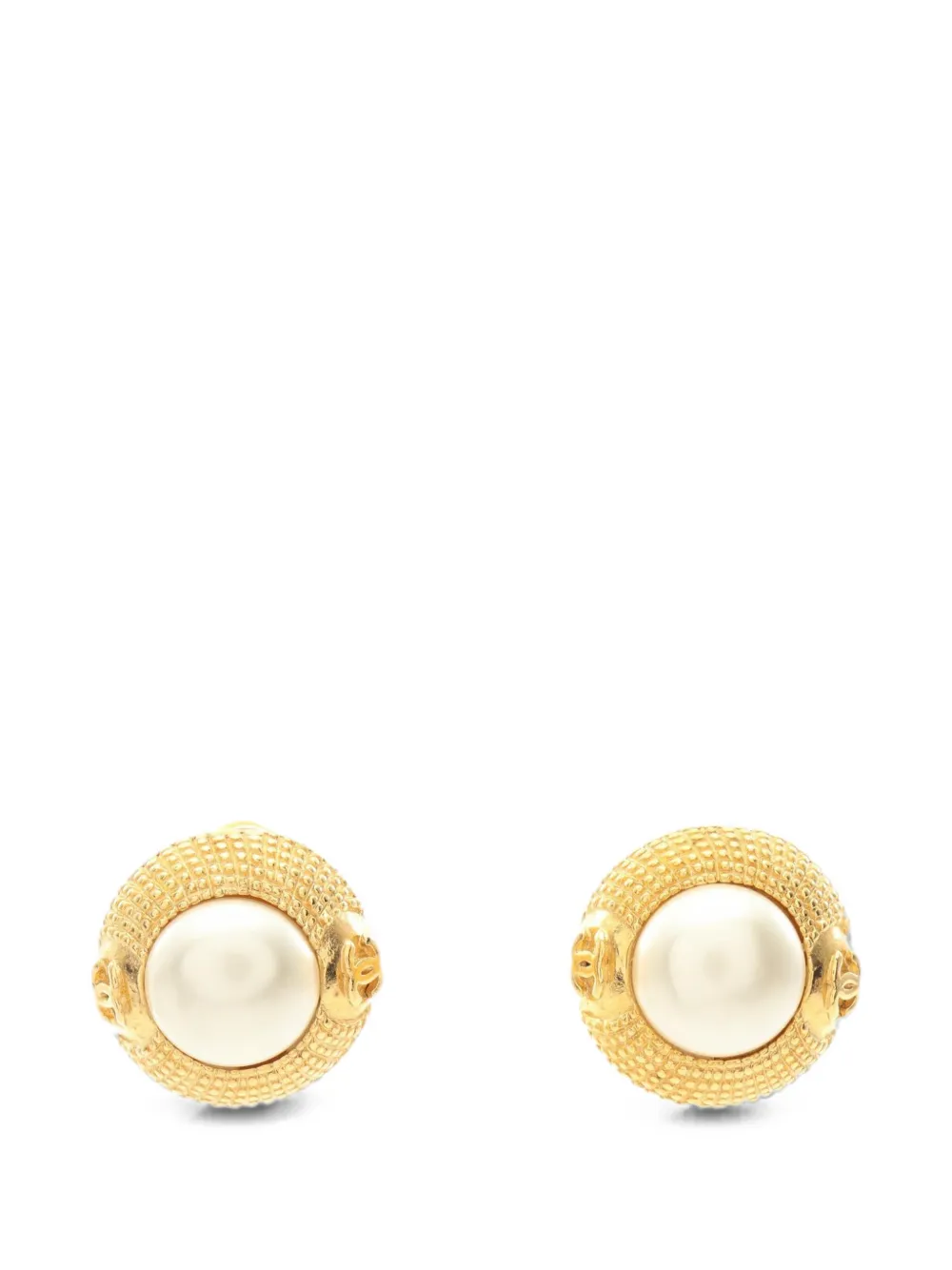 CHANEL Pre-Owned 1986-1988 Coco Mark faux-pearl earrings - Oro