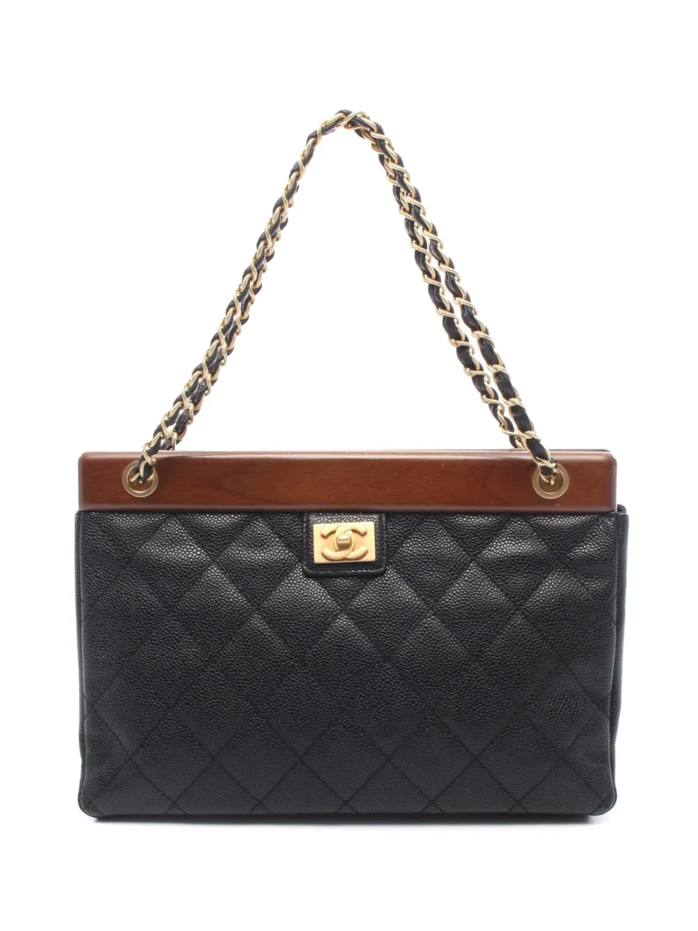 CHANEL Pre-Owned 2003-2004 Matelassé wood tote bag - Nero