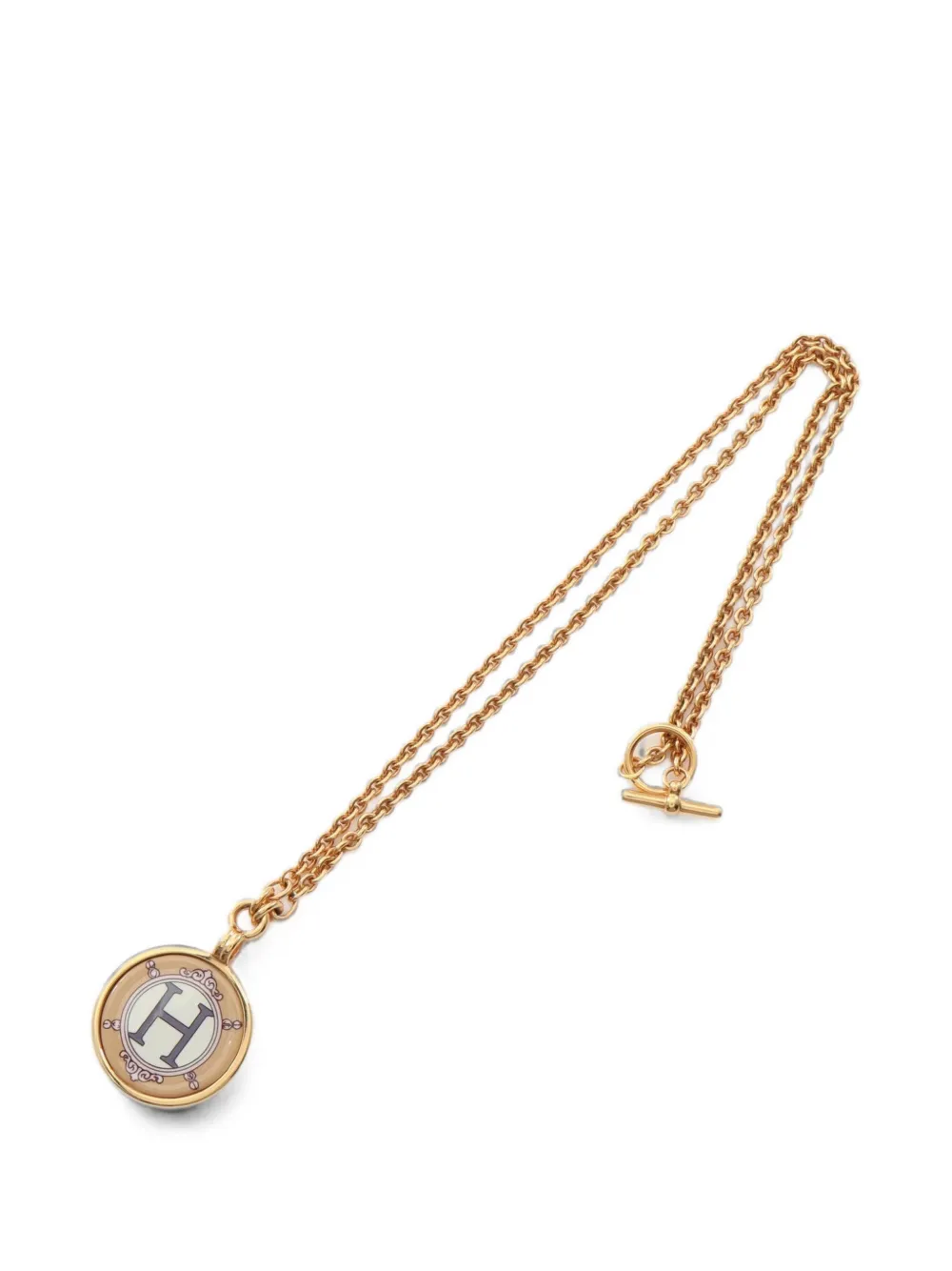 Hermès Pre-Owned 2010s Medaille Blazon enamel necklace - Oro