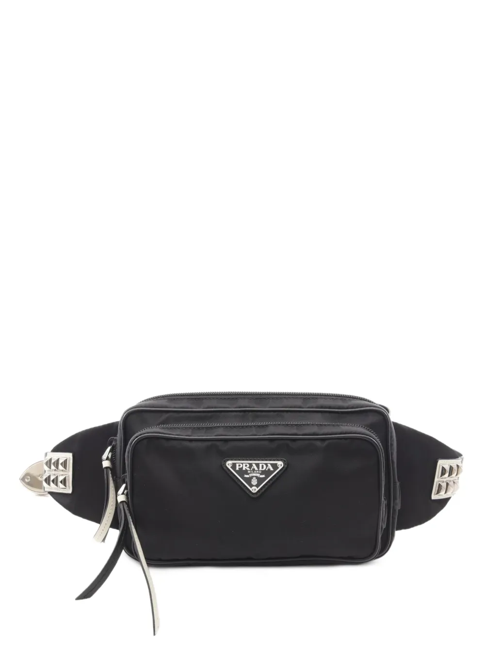Prada Pre-Owned 2010s studded triangle logo belt bag - Nero