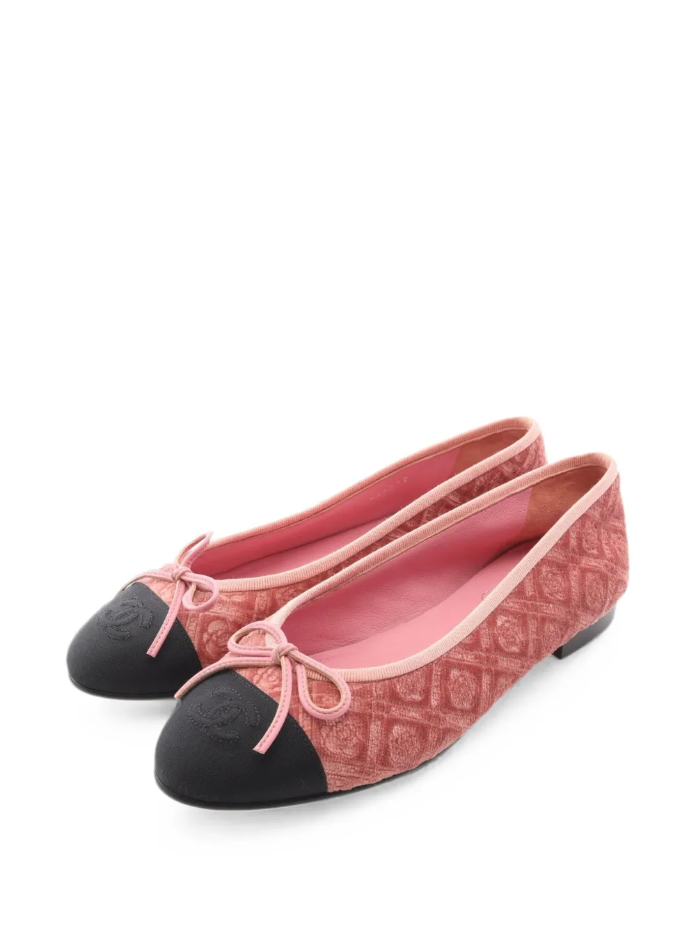 Pre-owned Chanel 1986-1988 Cc Mark Ballet Flats In Pink