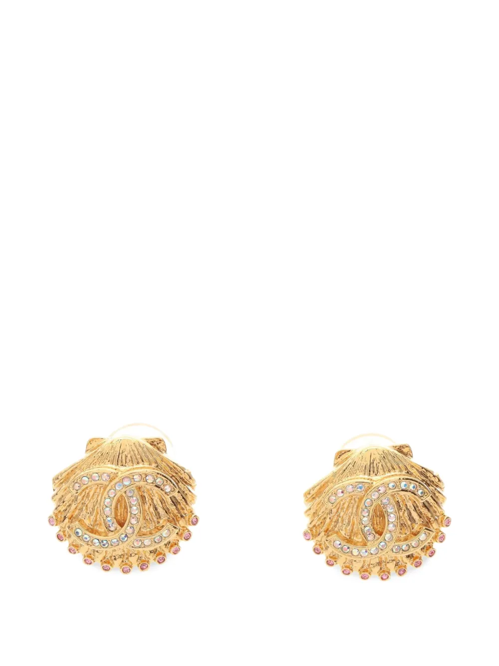 CHANEL Pre-Owned 1986-1988 Coco Mark shell earrings - Oro