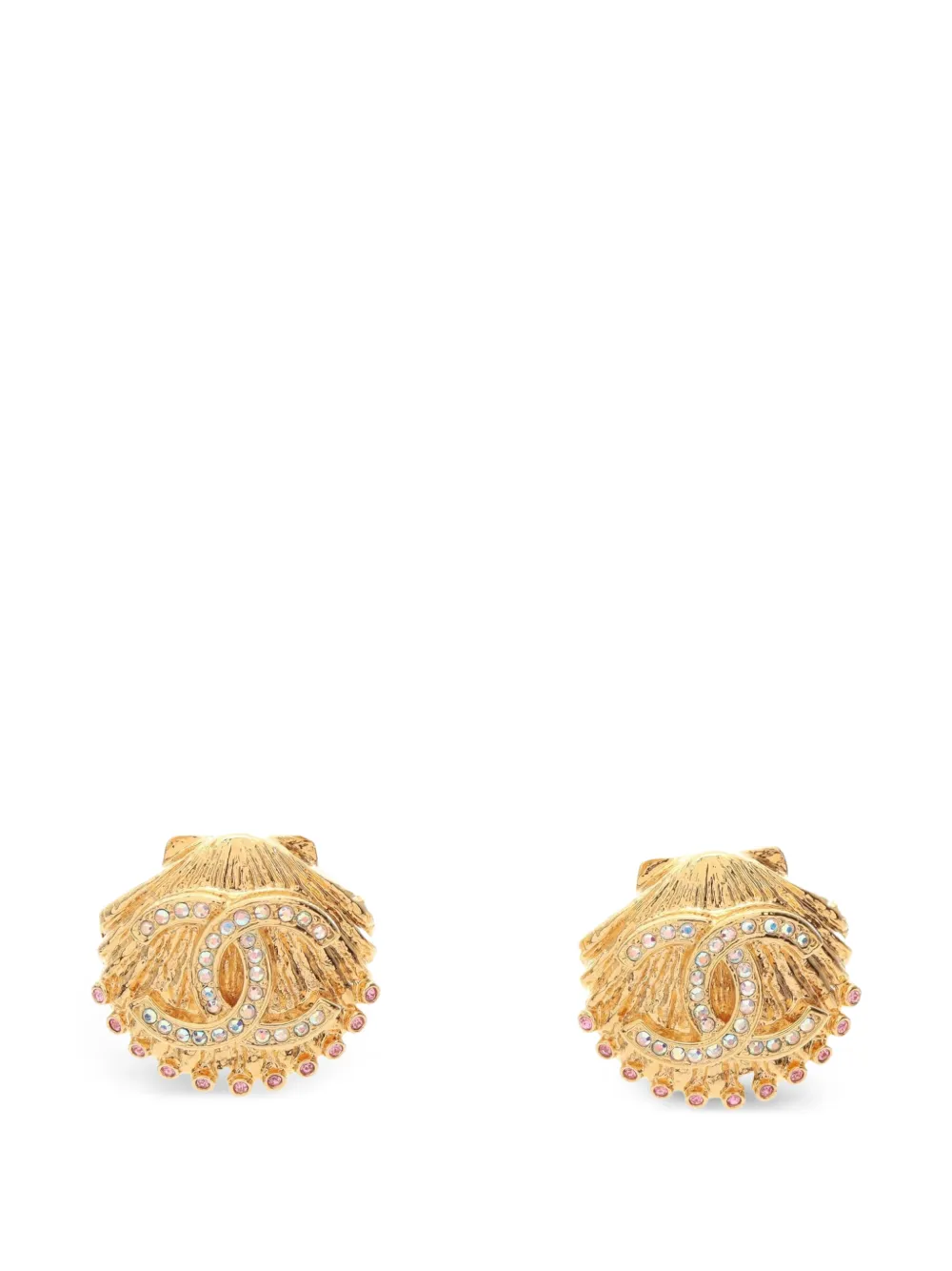 CHANEL Pre-Owned 1986-1988 Coco Mark shell earrings - Gold