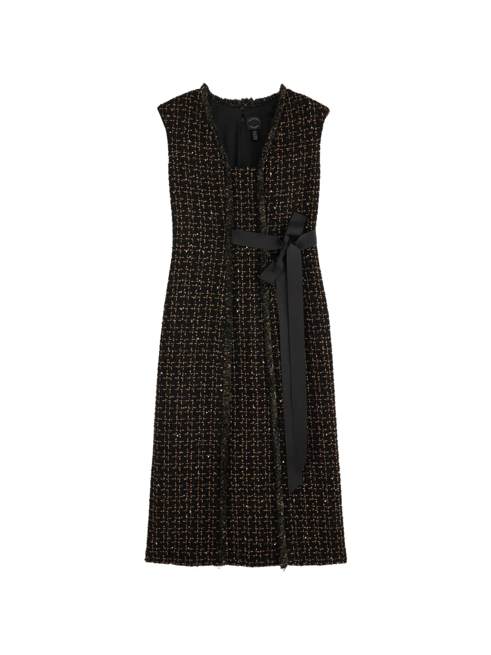 Huishan Zhang Shade bow-embellished tweed midi dress - Nero