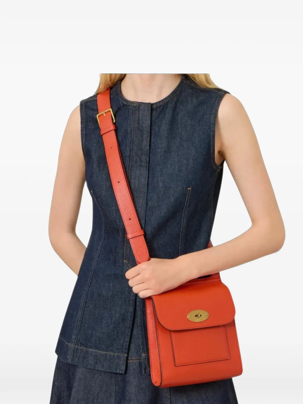 Mulberry Kleine Antony leren schoudertas Oranje