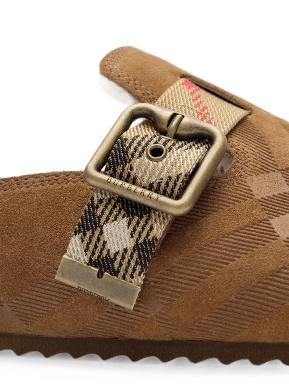 Burberry Urchin check-pattern buckle-fastening flat mules Bruin