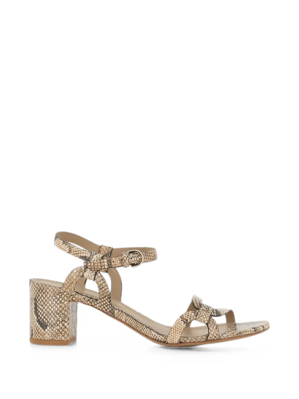 Del Carlo Betty snake-effect buckled sandals Beige