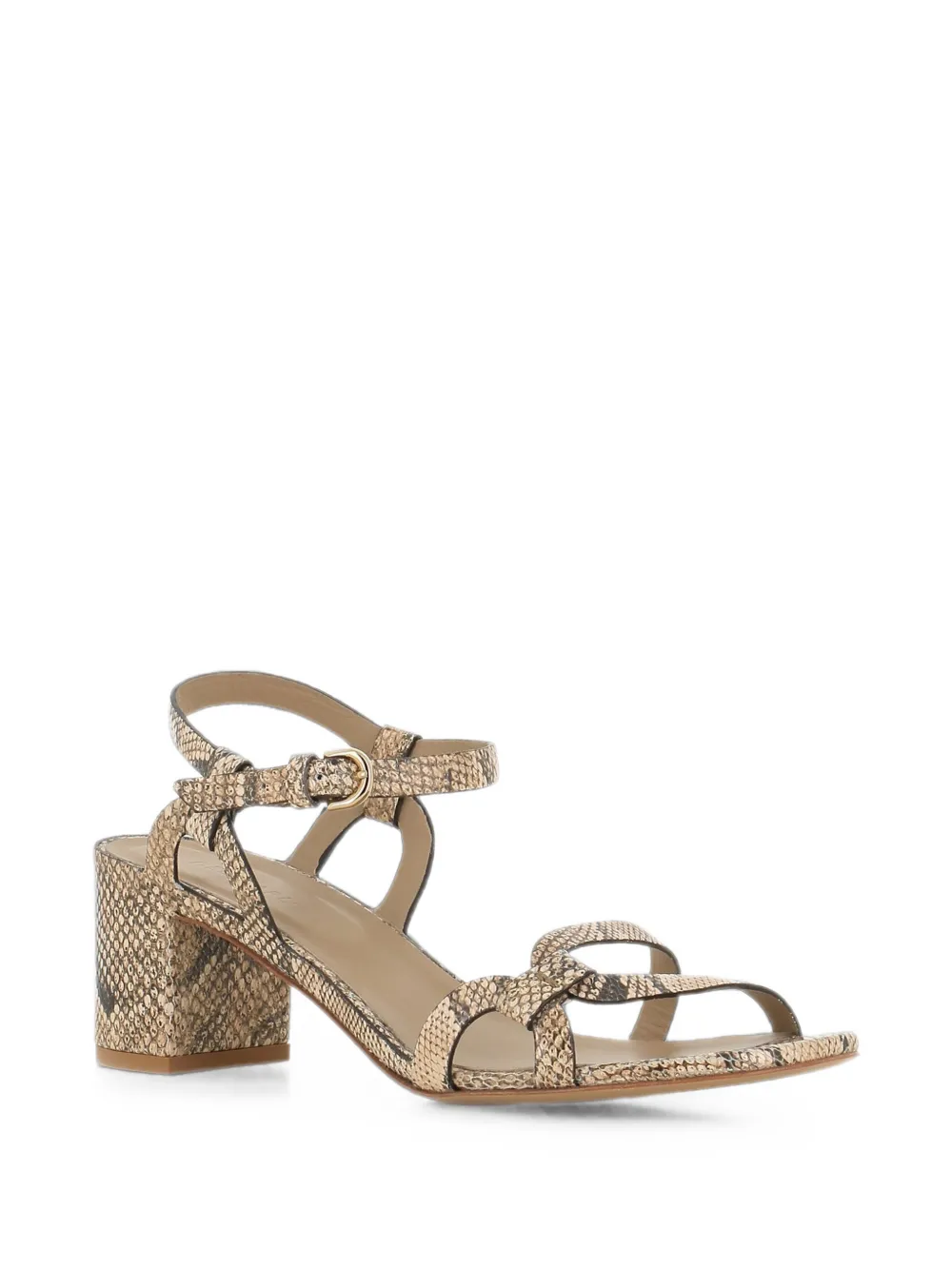 Del Carlo Betty snake-effect buckled sandals Beige