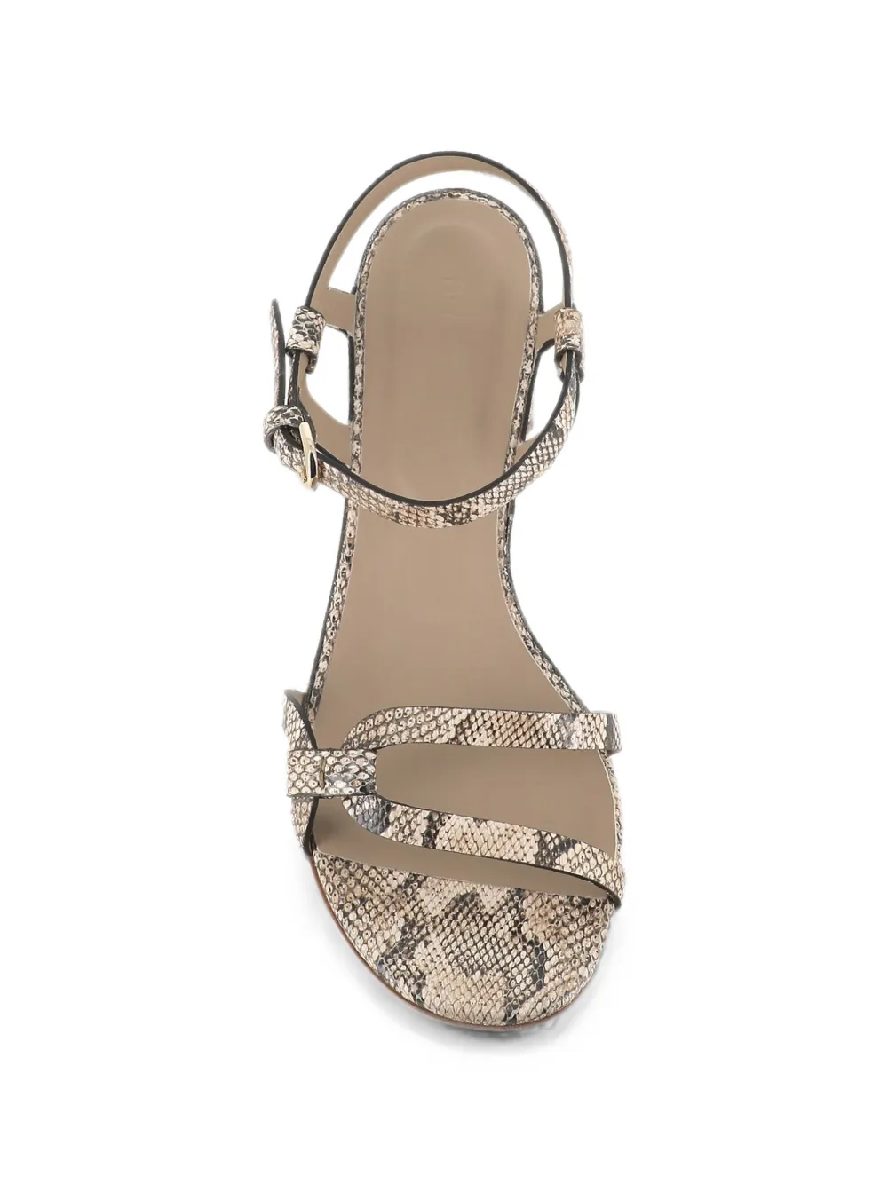Del Carlo Betty snake-effect buckled sandals Beige
