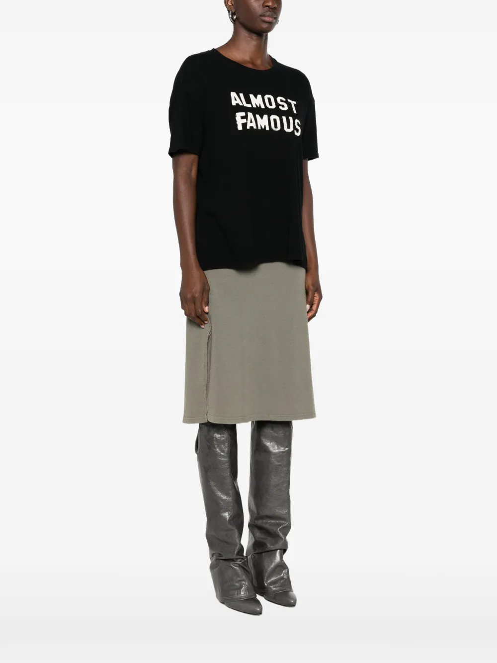R13 Almost Famous T-shirt met gerafeld effect Zwart