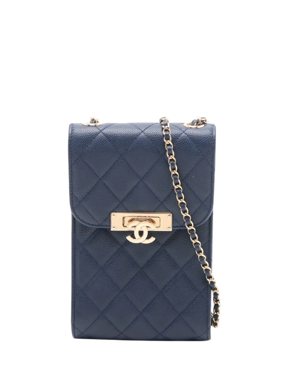 CHANEL Pre-Owned Custodia per smartphone Golden Class in pelle Caviar con tracolla 2017-2018 - Blu