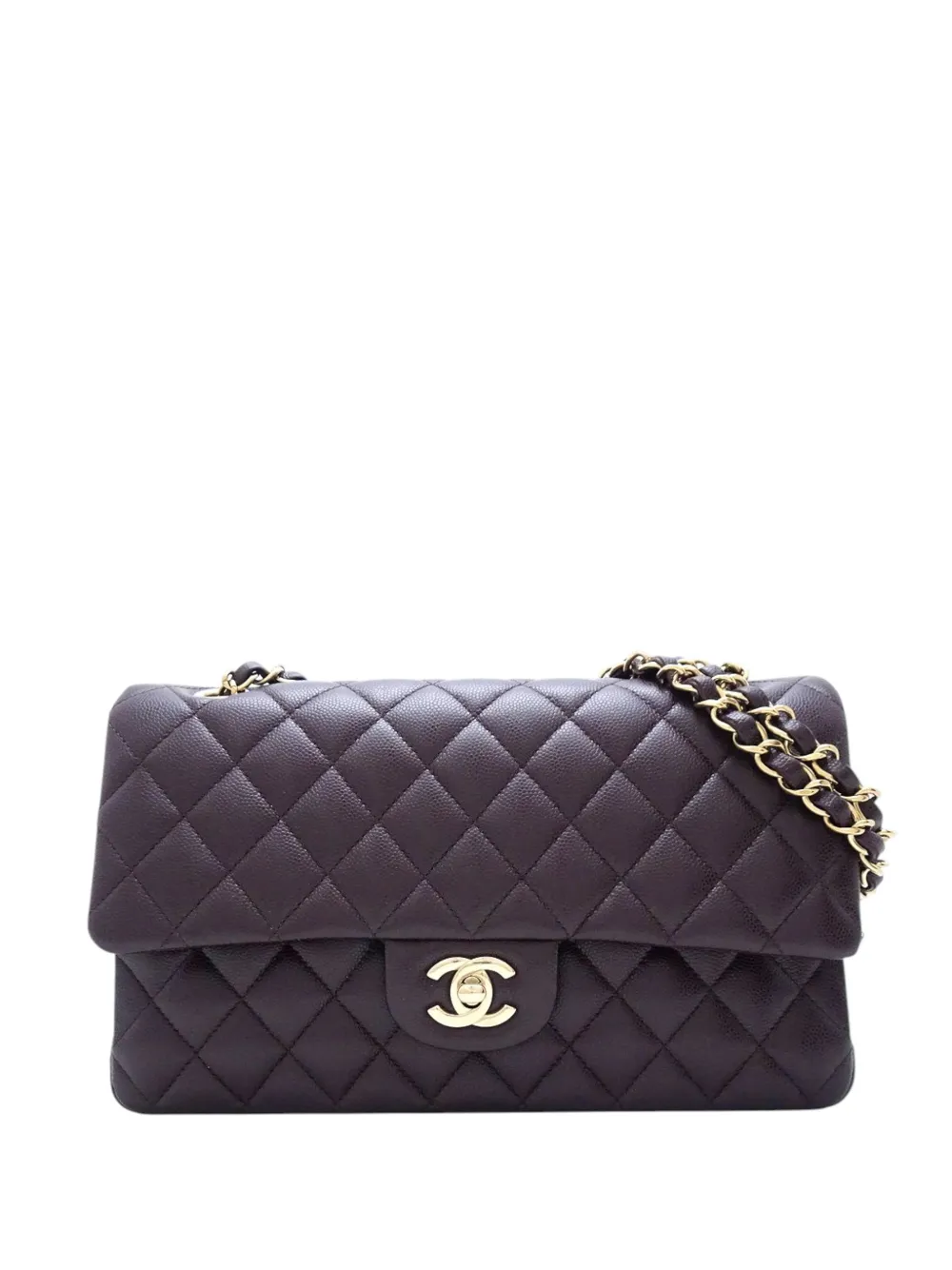 CHANEL Pre-Owned Borsa a spalla Classic Double Flap media in pelle Caviar 2021-2026 - Viola