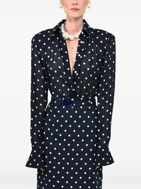 Rowen Rose polka-dot cropped shirt