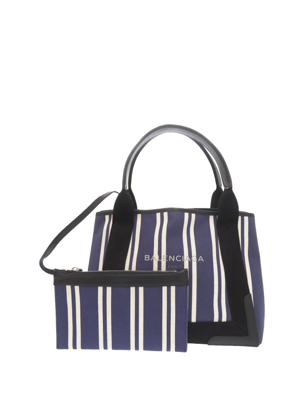 Balenciaga Pre-Owned Borsa tote Navy Cabas S in tela a righe 2017 - Blu