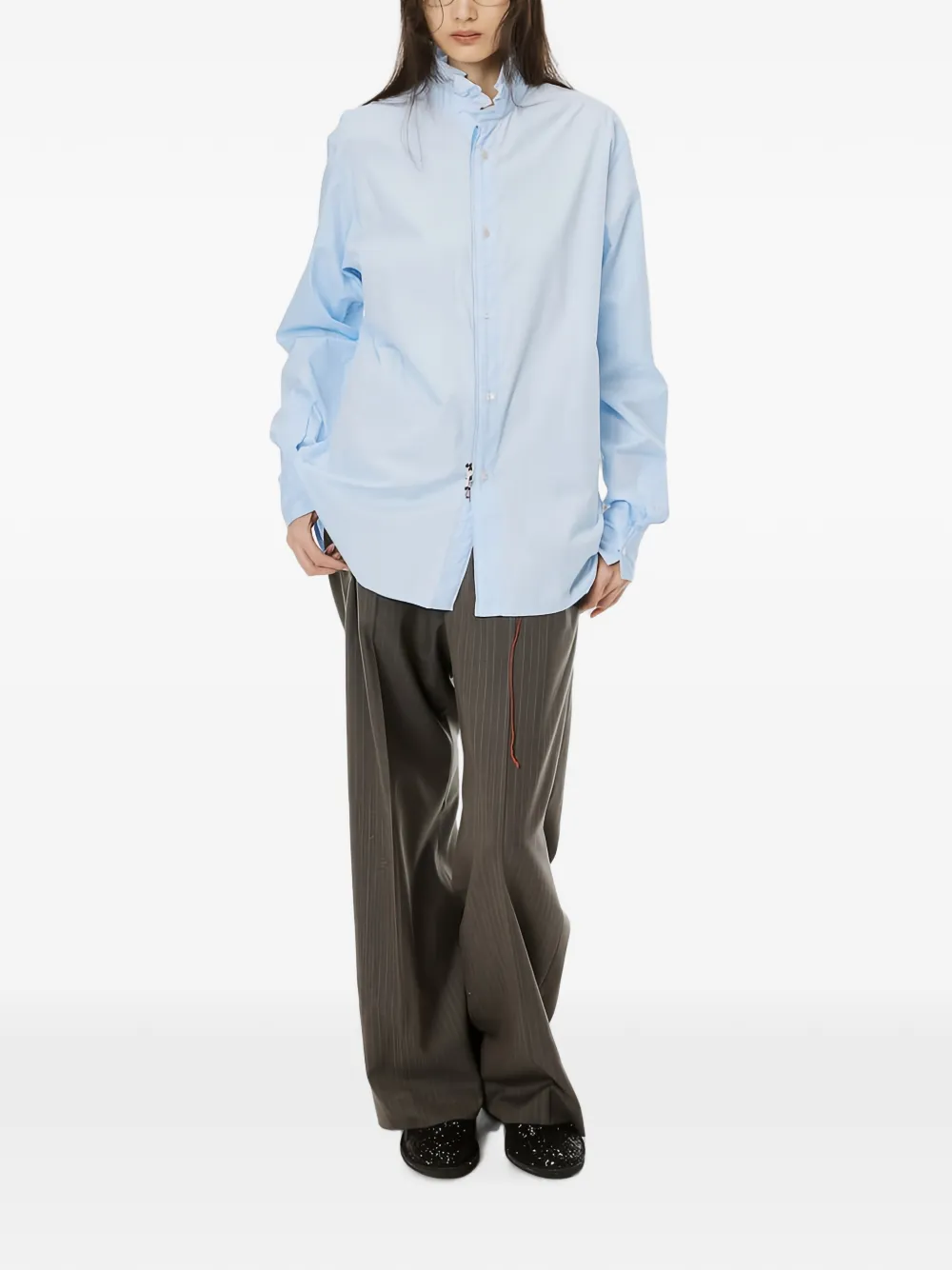  Masu Ruffled Zip-up Shirt - Azul 