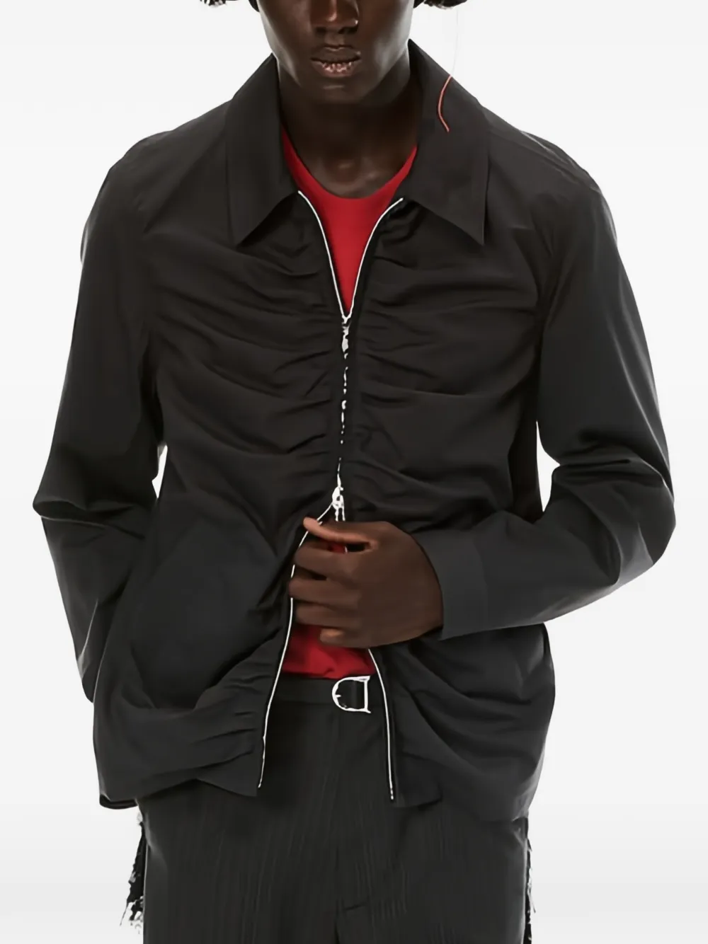 Masu Gather Sports Zip-up Jacket In Black