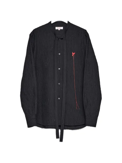 MASU pinstriped scarf-detail shirt