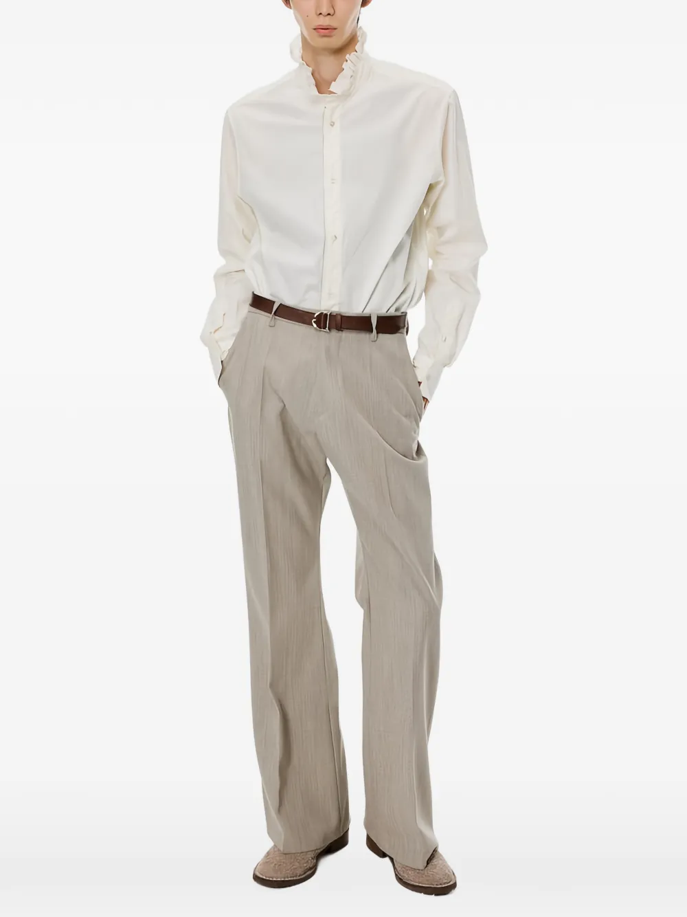 Masu Ruffled Zip-up Shirt In Multi