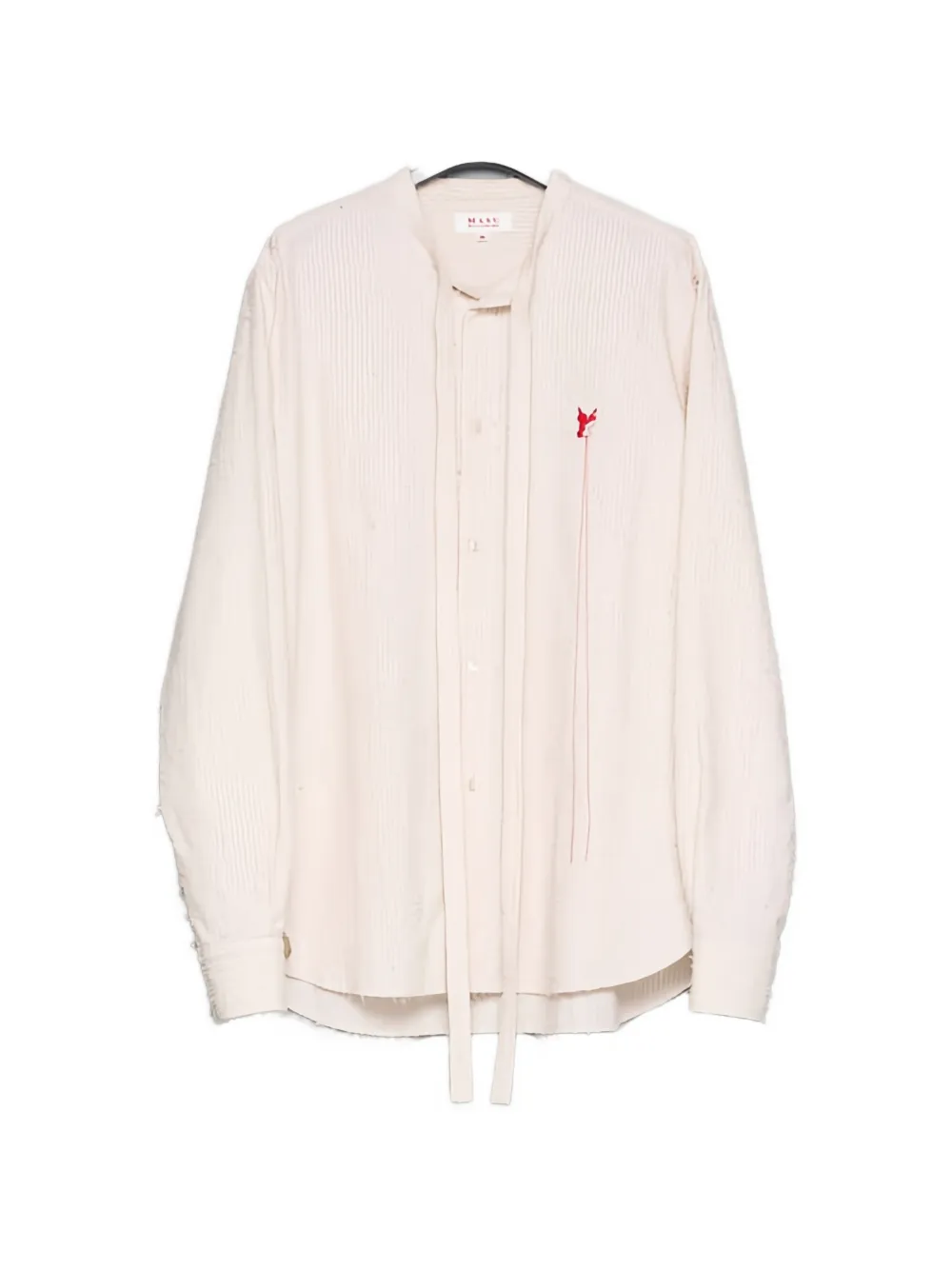 Masu Pinstriped Scarf-detail Shirt In Neutral