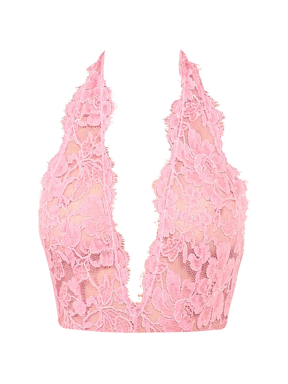 Rowen Rose Lace Halterneck Bodysuit In Pink