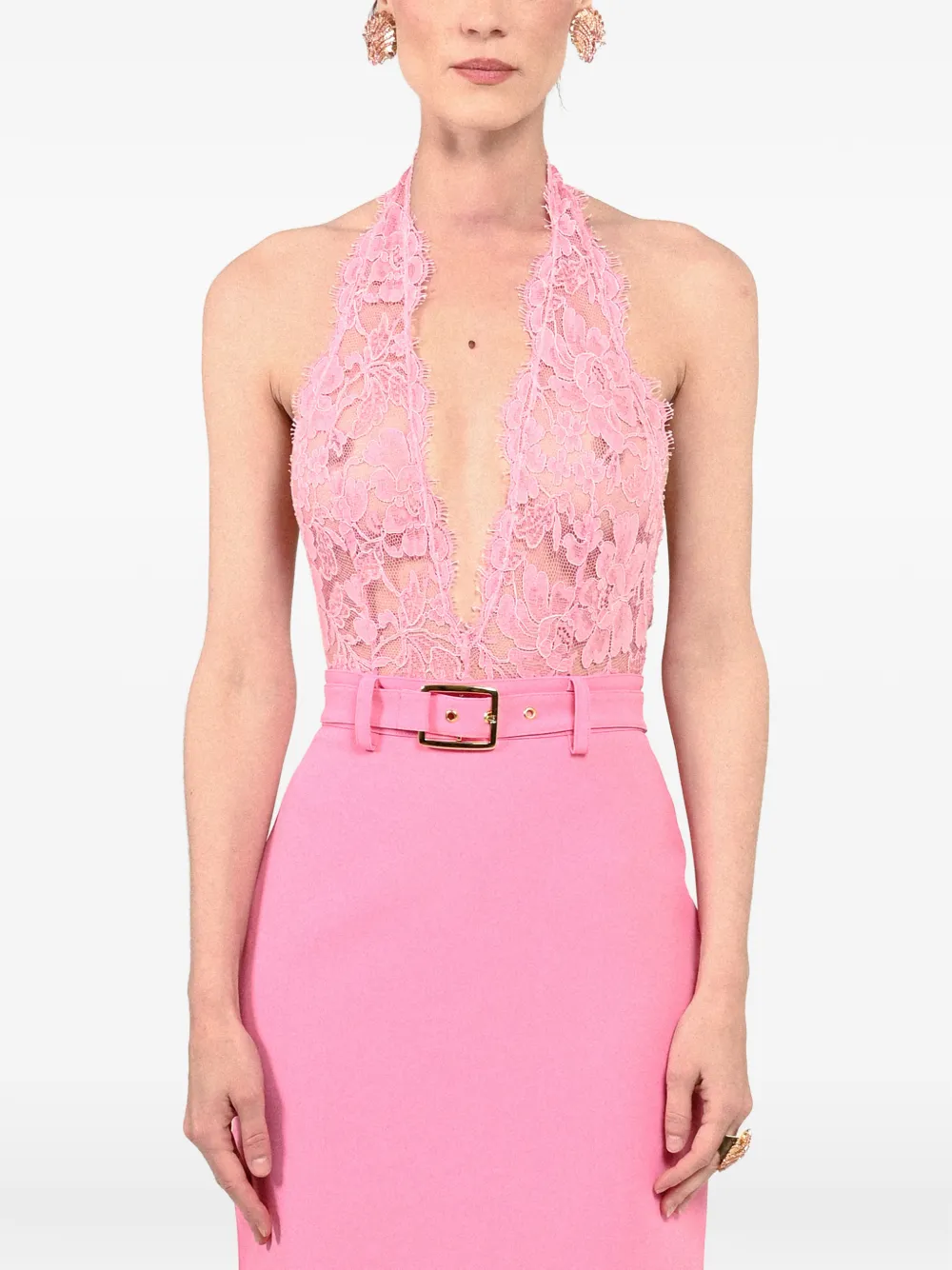 Rowen Rose lace halterneck bodysuit - Rosa