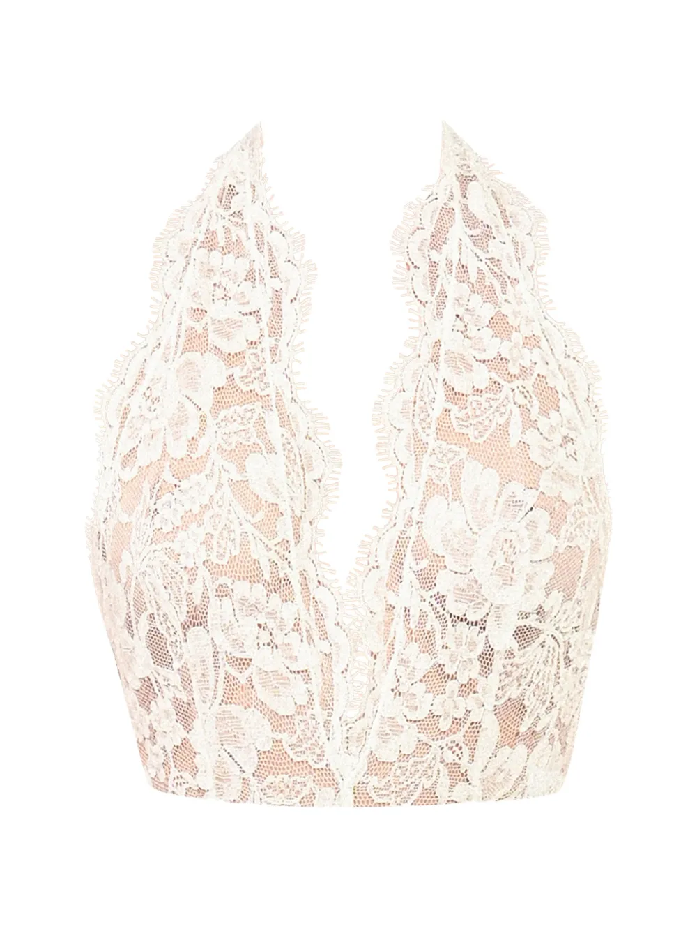 Rowen Rose Lace V-neck Bodysuit In Neutral