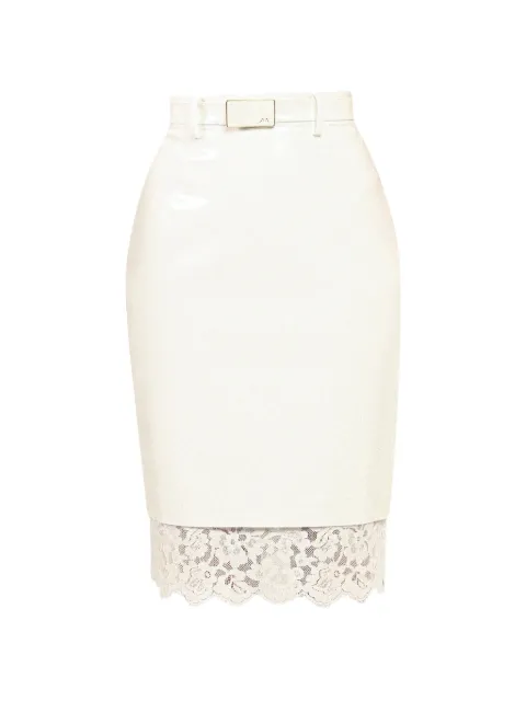 Rowen Rose lace-trim vinyl skirt